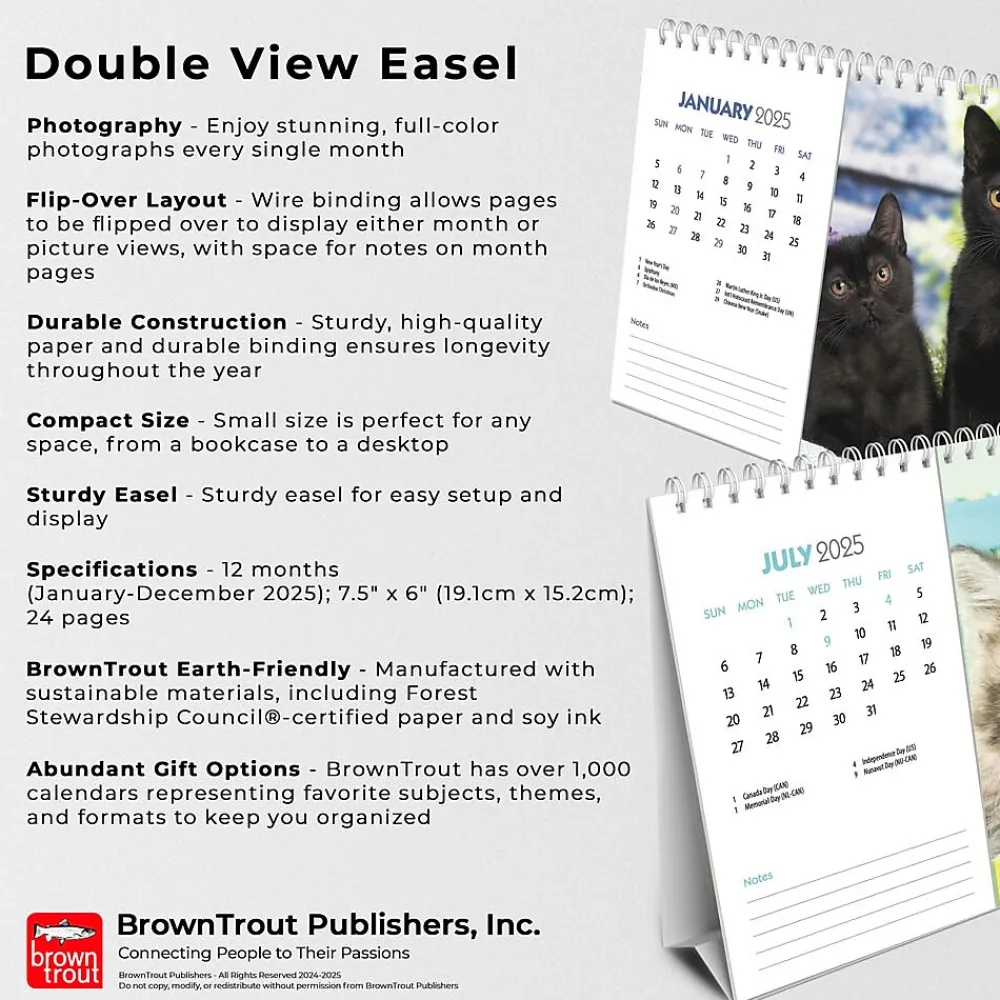 2025 Calendars|BrownTrout 2025 Kittens 7.5" x 6" Monthly Desk Calendar (9781975481629)