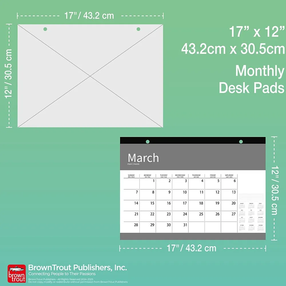 2025 Calendars|BrownTrout 2025 Large Print 17" x 12" Monthly Desk Pad Calendar (9781975480608)