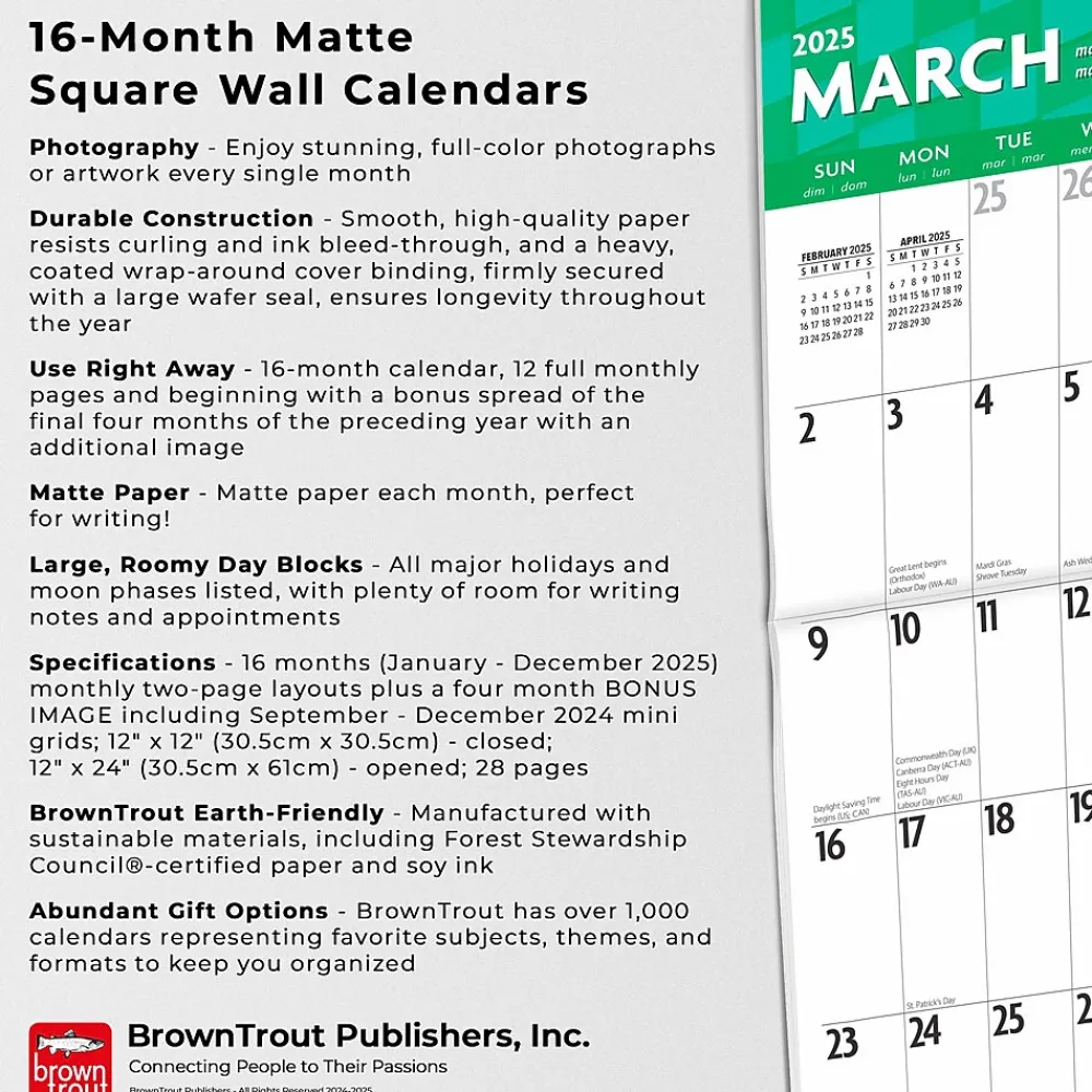 2025 Calendars|BrownTrout 2025 Large Print 12" x 24" Monthly Square Wall Calendar, (9781975478391)