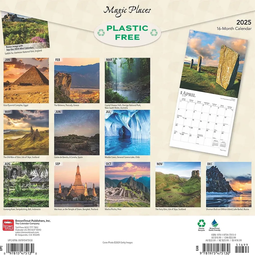 2025 Calendars|BrownTrout 2025 Magic Places 12" x 12" Monthly Square Wall Calendar (9781975475130)