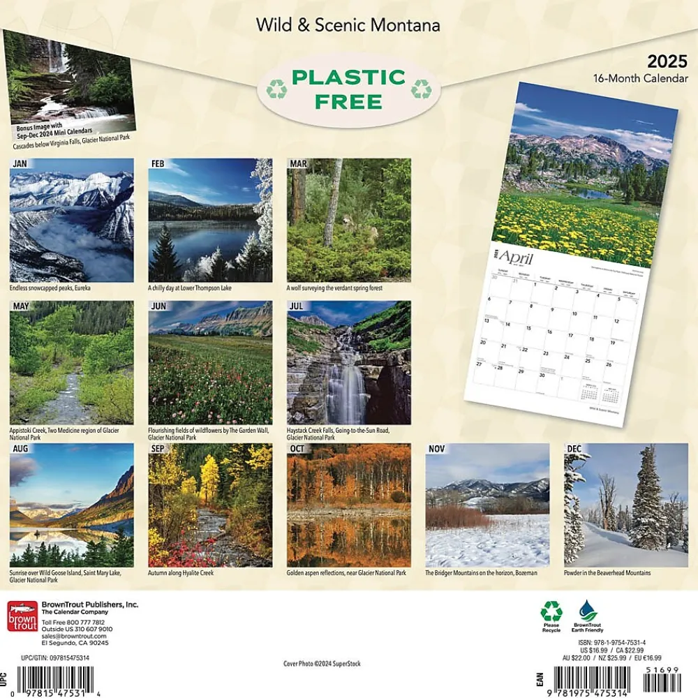 2025 Calendars|BrownTrout 2025 Montana Wild & Scenic 12" x 12" Monthly Wall Calendar (9781975475314)
