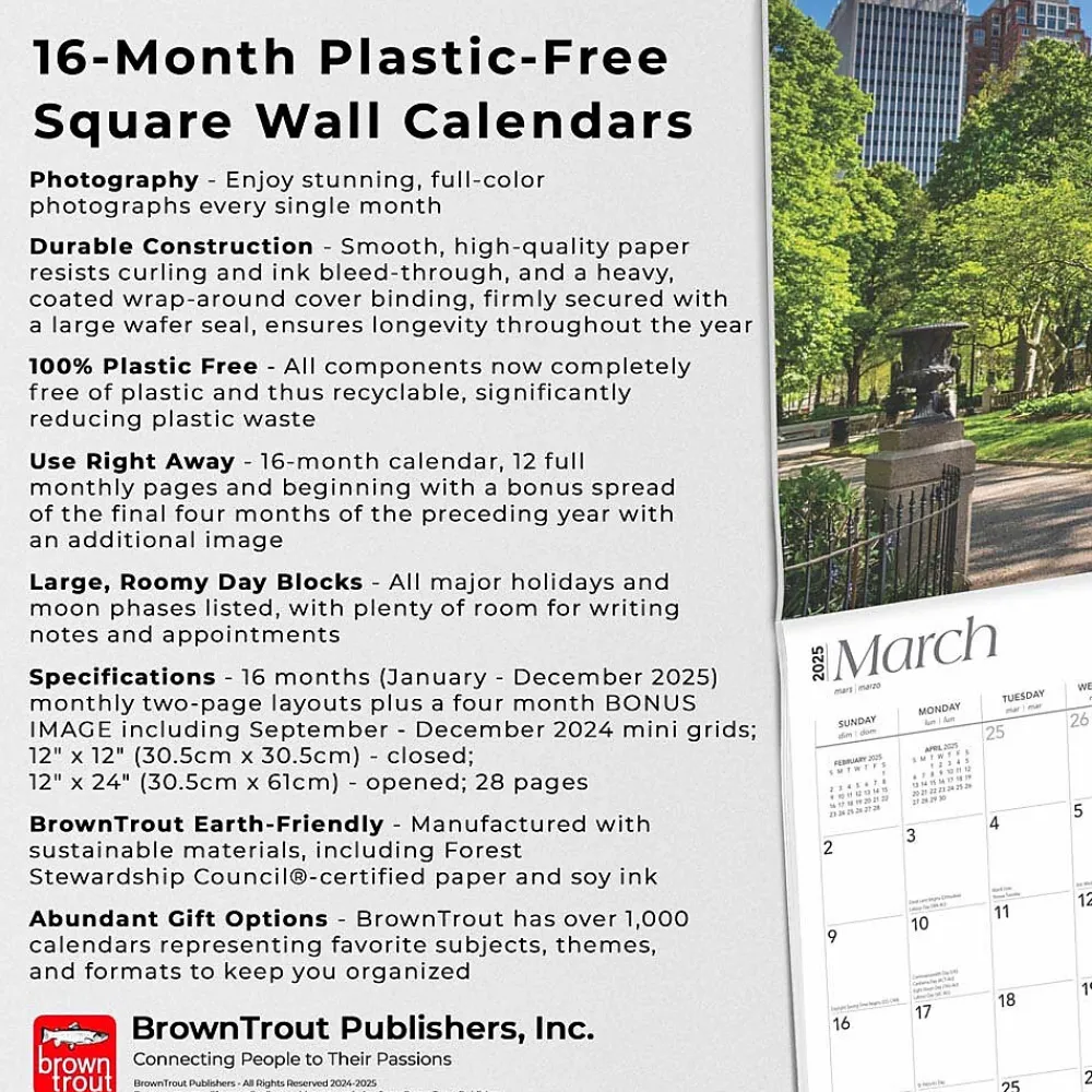 2025 Calendars|BrownTrout 2025 Philadelphia 12" x 12" Monthly Wall Calendar (9781975475536)