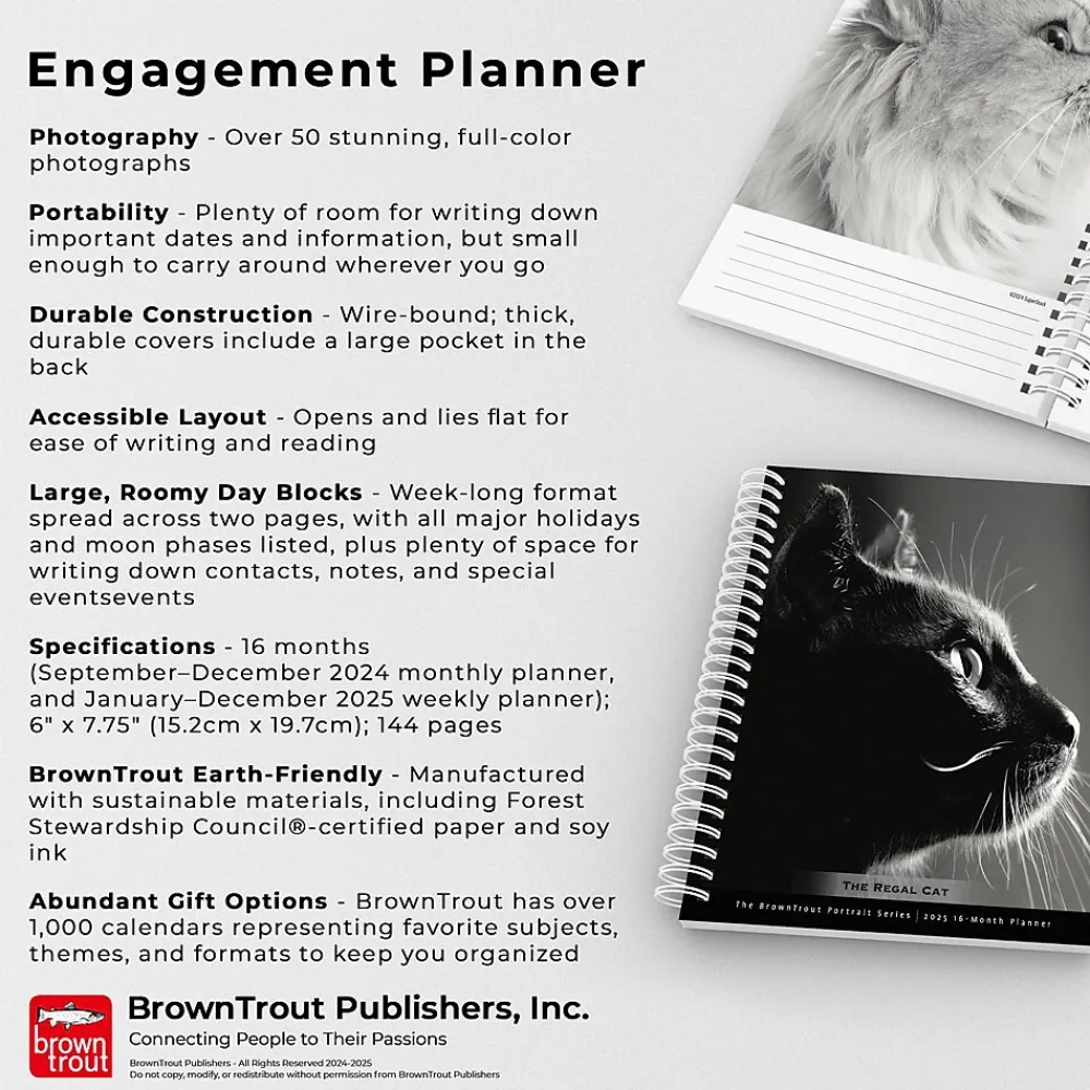 2025 Planners|BrownTrout 2025 Portrait Series: The Regal Cat 6" x 7.75" Weekly Engagement Planner, Paper Cover, Multicolored (9781975473211)