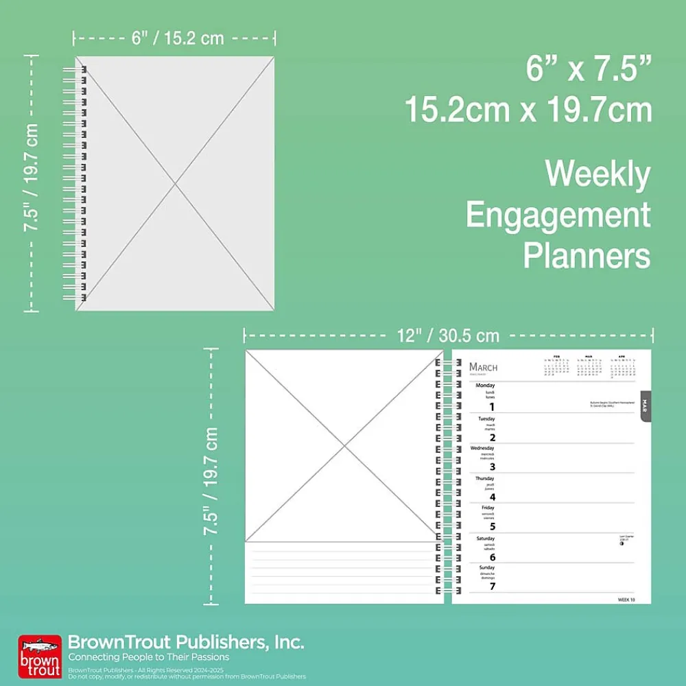 2025 Planners|BrownTrout 2025 Portrait Series: The Regal Cat 6" x 7.75" Weekly Engagement Planner, Paper Cover, Multicolored (9781975473211)