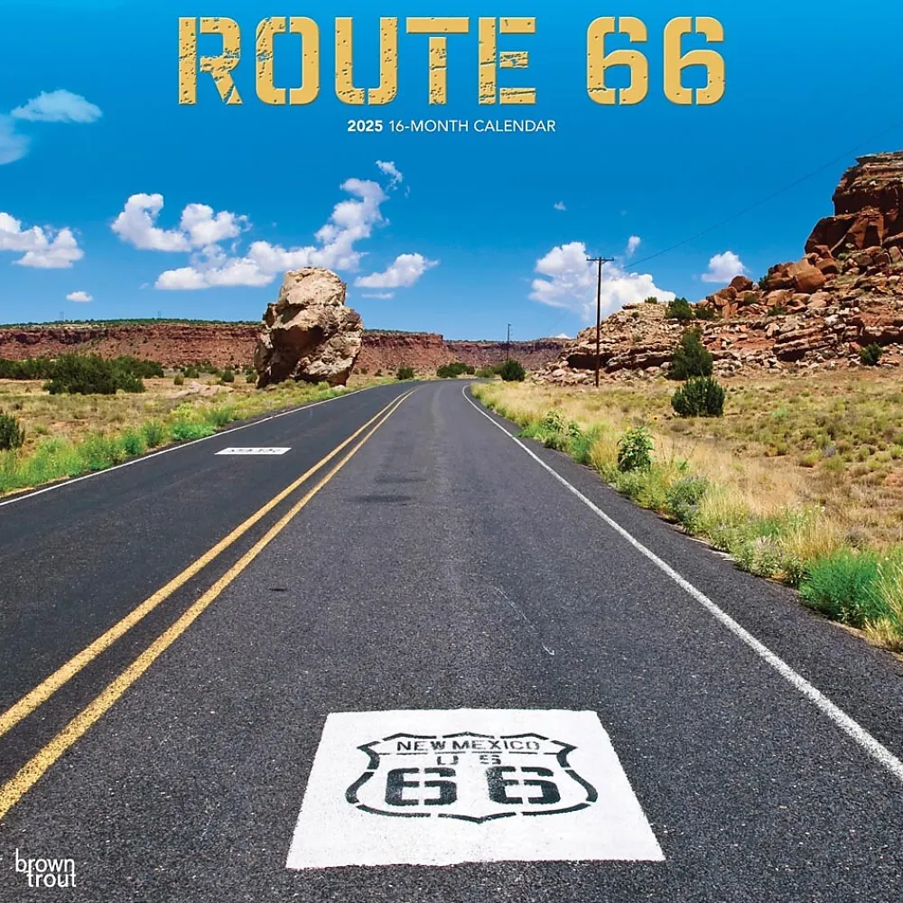 2025 Calendars|BrownTrout 2025 Route 66 12" x 24" Monthly Square Wall Calendar, (9781975475642)