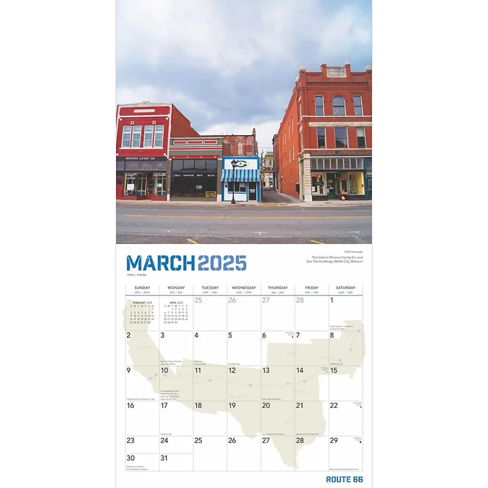 2025 Calendars|BrownTrout 2025 Route 66 12" x 24" Monthly Square Wall Calendar, (9781975475642)