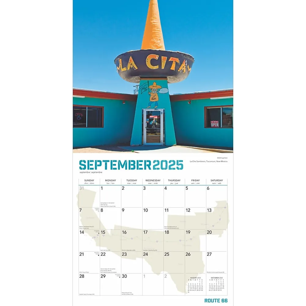 2025 Calendars|BrownTrout 2025 Route 66 12" x 24" Monthly Square Wall Calendar, (9781975475642)