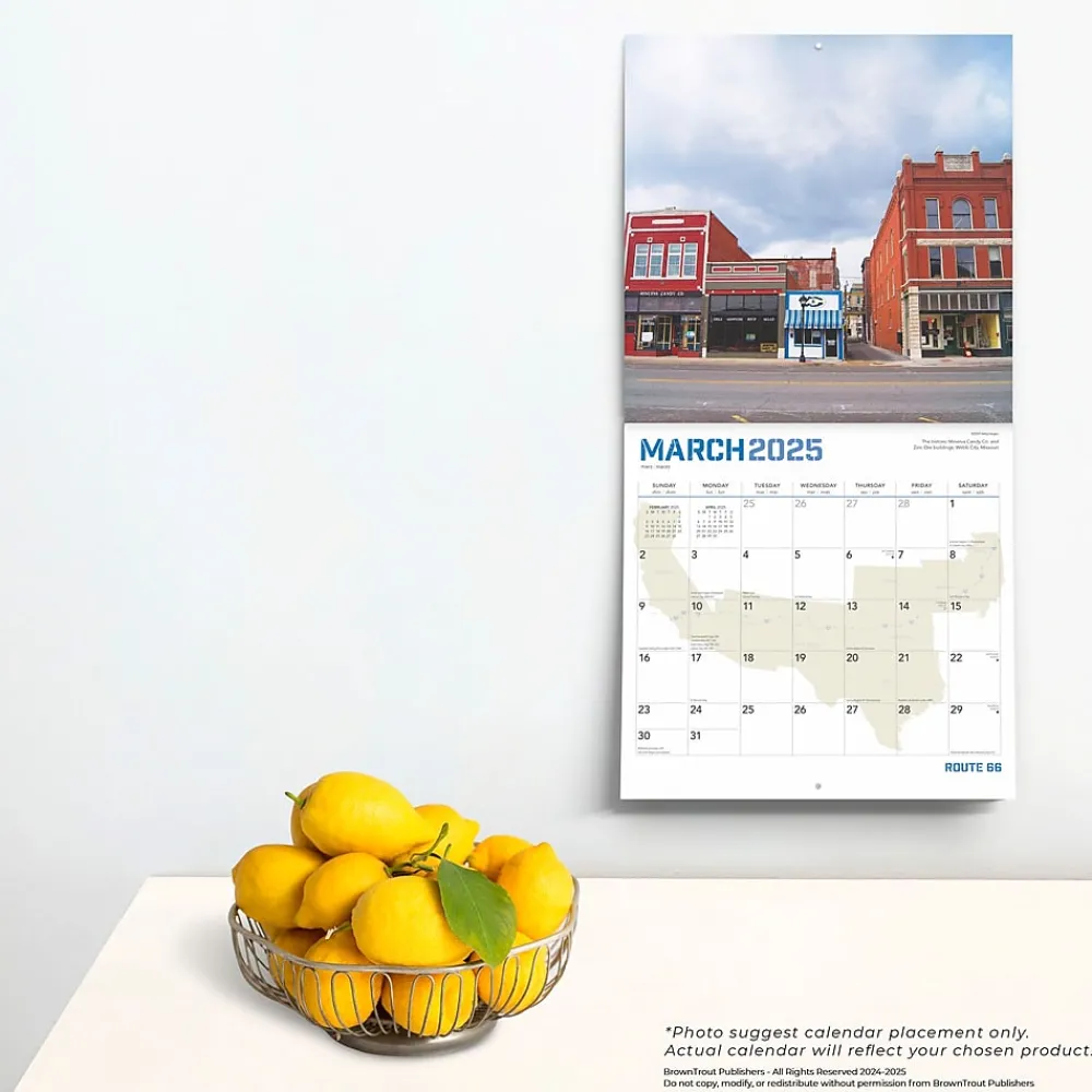 2025 Calendars|BrownTrout 2025 Route 66 12" x 24" Monthly Square Wall Calendar, (9781975475642)