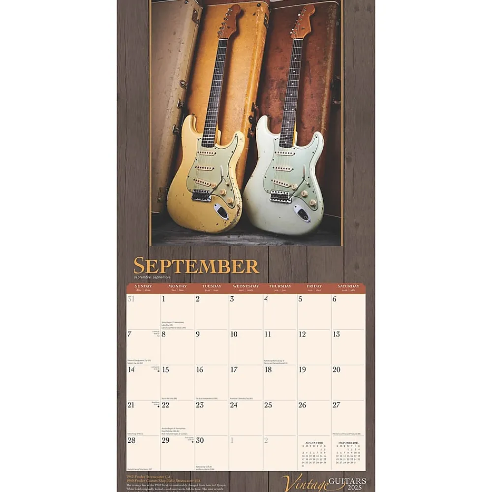 2025 Calendars|BrownTrout 2025 Vintage Guitars 12" x 12" Monthly Wall Calendar (9781975478018)