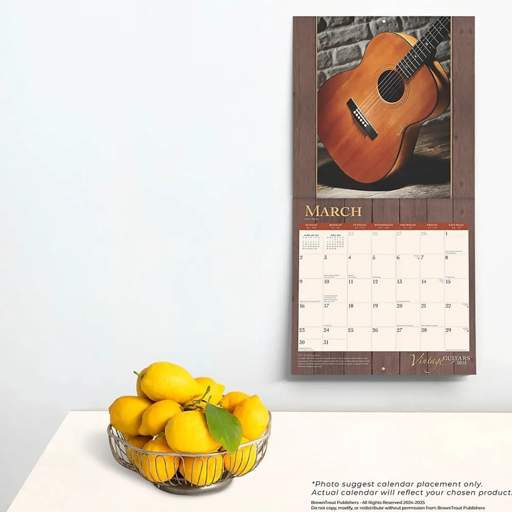 2025 Calendars|BrownTrout 2025 Vintage Guitars 12" x 12" Monthly Wall Calendar (9781975478018)