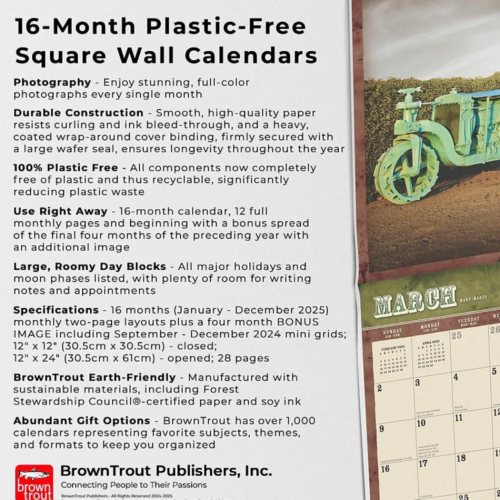 2025 Calendars|BrownTrout 2025 Vintage Tractors 12" x 12" Monthly Wall Calendar (9781975477875)