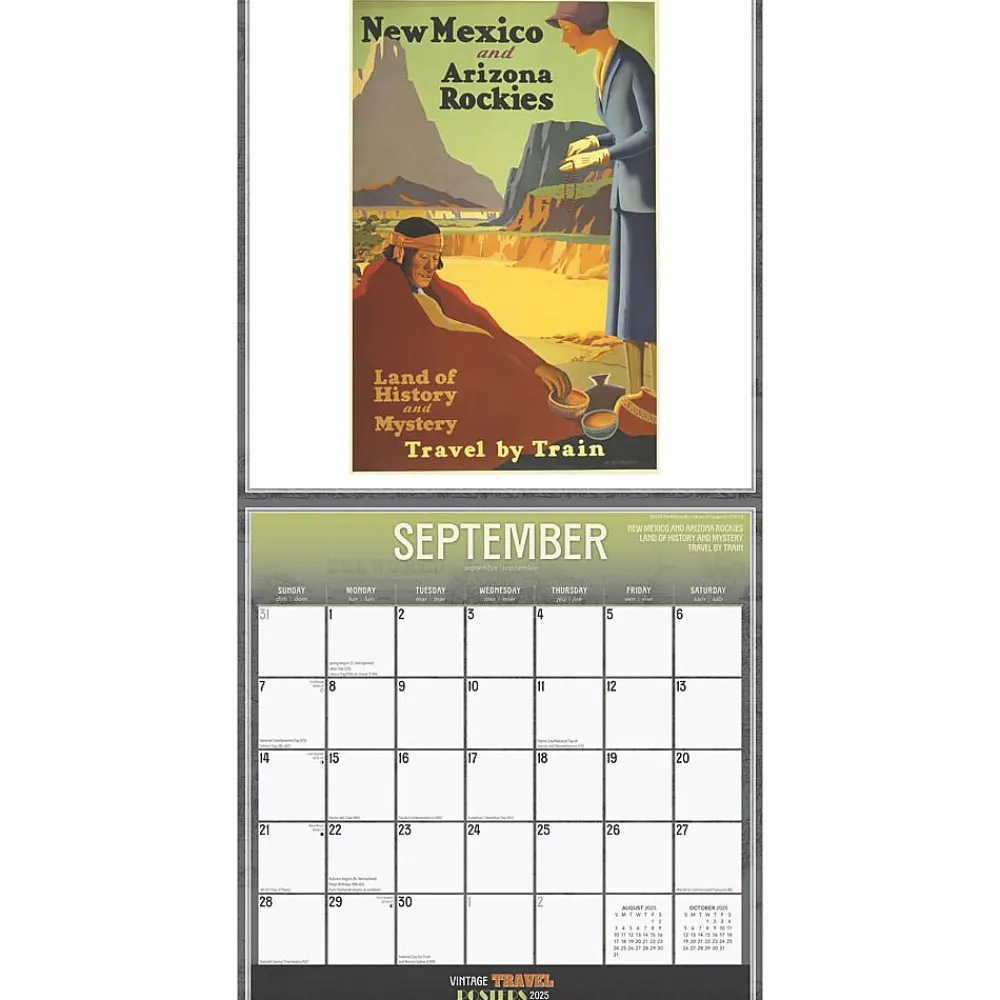 2025 Calendars|BrownTrout 2025 Vintage Travel Posters 12" x 12" Monthly Wall Calendar (9781975475857)
