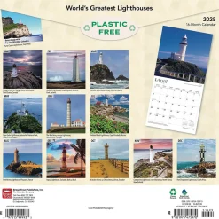 2025 Calendars|BrownTrout 2025 World's Greatest Lighthouses 12" x 24" Monthly Square Wall Calendar, (9781975475970)