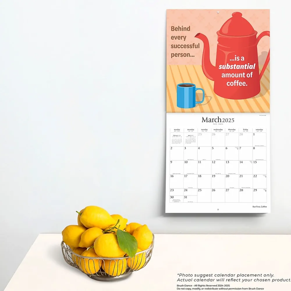 2025 Calendars|BrownTrout 2025 Brush Dance But First Coffee 12" x 24" Monthly Square Wall Calendar, (9781975478544)