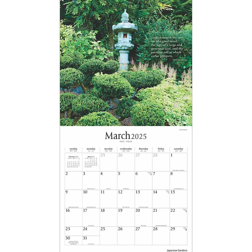 2025 Calendars|Brush Dance 2025 Japanese Gardens 12" x 12" Monthly Wall Calendar (9781975478582)