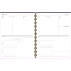 Academic Planners|Cambridge 2024-2025 WorkStyle Balance Purple Swirl 8.5" x 11" Academic Weekly & Monthly Planner, Poly Cover, Purple/Gold