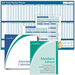 2025 Calendars|ComplyRight 2025 Attendance Tracker 36" x 24" Yearly Dry Erase Wall Calendar, Blue/White (A0101)