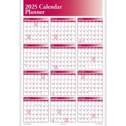 2025 Calendars|ComplyRight 2025 Full Calendar Planner 36" x 24" Yearly Dry Erase Wall Calendar, Burgundy (J0056BU)