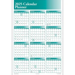2025 Calendars|ComplyRight 2025 Full Calendar Planner 36" x 24" Yearly Dry Erase Wall Calendar, Green (J0056GR)