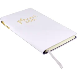 2025 Planners|Eccolo 2025 4.25" x 7.5" Weekly Planner, Faux Leather Cover, White/Yellow (AY25-401F)