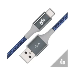 360 Electrical Braided USB C USB A 4" Cable, Navy (360654-NV)