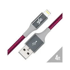 360 Electrical Habitat 4' USB A Male/Lightning 8-Pin Male, Cranberry (360650-CB)