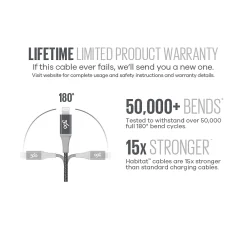 360 Electrical Habitat 4' USB A Male/Lightning 8-Pin Male, Cranberry (360650-CB)