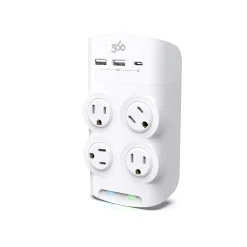 360 Electrical Revolve45 4-Outlet 3-USB Port Surge Protector, White (3E0771-WHT6NA)