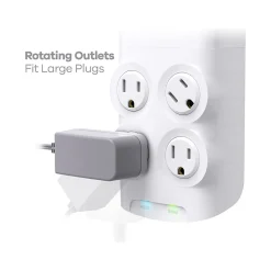 360 Electrical Revolve45 4-Outlet 3-USB Port Surge Protector, White (3E0771-WHT6NA)