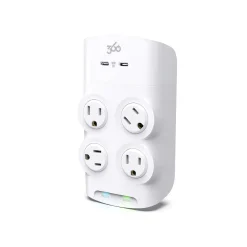360 Electrical Revolve60 4-Outlet 2-USB Port Surge Protector, White (3E0773-WHT6NA)