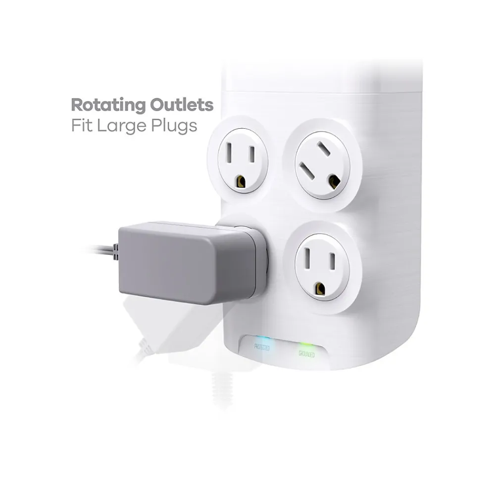 360 Electrical Revolve60 4-Outlet 2-USB Port Surge Protector, White (3E0773-WHT6NA)