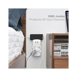 360 Electrical Revolve60 4-Outlet 2-USB Port Surge Protector, White (3E0773-WHT6NA)