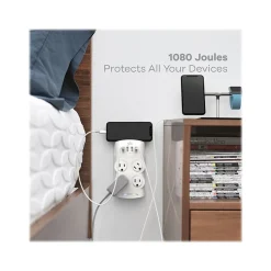 360 Electrical Revolve24 4-Outlet 4-USB Port Surge Protector, White (3E0775-WHT6NA)