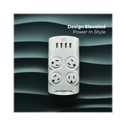 360 Electrical Revolve24 4-Outlet 4-USB Port Surge Protector, White (3E0775-WHT6NA)