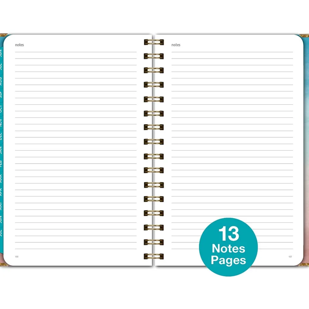 Academic Planners|Excello Global Products 2024-2025 Blue Pink Gradient 5.5" x 8" Weekly & Monthly Planner, Paper Cover (AY24-38-S)