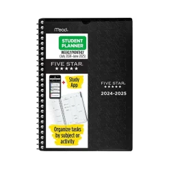 Academic Planners|Five Star 2024-2025 5.5" x 8.5" Academic Weekly & Monthly Customizable Planner, Poly Cover, Assorted Colors (CAW451-00-25)