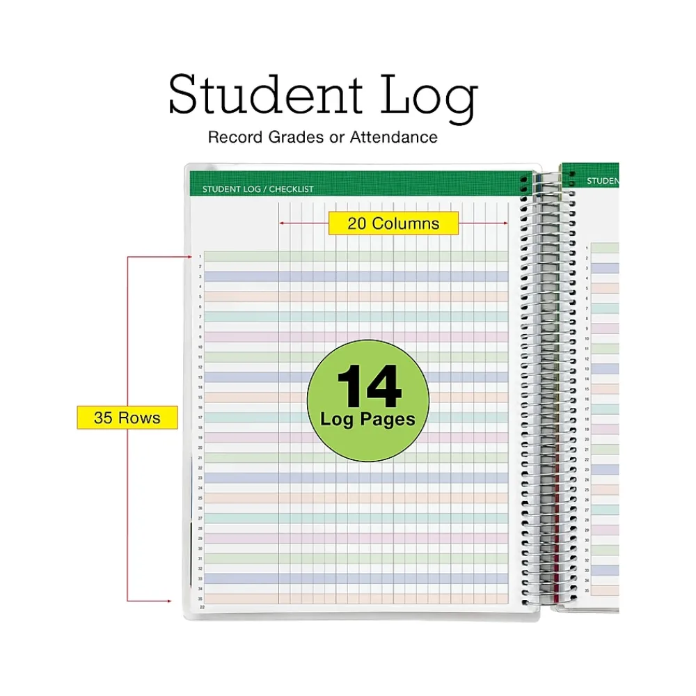Academic Planners|Global Printed Products 2024-2025 Spring Floral 8.5" x 11" Academic Weekly & Monthly Teacher Planner, Plastic Cover
