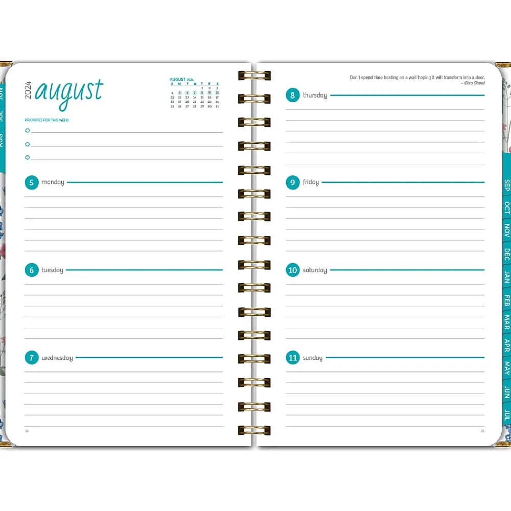 Academic Planners|Global Printed Products 2024-2025 Botanical 5.5" x 8" Academic Weekly & Monthly Planner, Paper Cover, Multicolor (AY24-30-S)