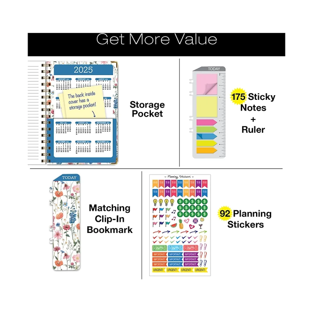 Academic Planners|Global Printed Products 2024-2025 Botanical 5.5" x 8" Academic Weekly & Monthly Planner, Paper Cover, Multicolor (AY24-30-S)