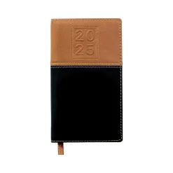 2025 Planners|Global Printed Products 2025 3.5" x 6" Weekly & Monthly Planner, Faux Leather Cover, Black/Brown (SPLS25-BRN36)