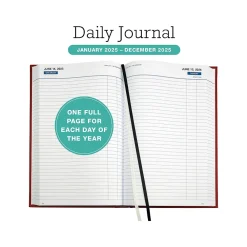 2025 Planners|Global Printed Products 2025 8" x 12.5" Daily Planner, Cardboard Cover, Red (SPLS-SDCY25-RD)