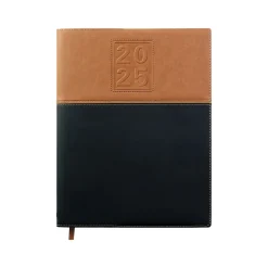 2025 Planners|Global Printed Products 2025 8" x 10" Weekly & Monthly Planner, Faux Leather Cover, Black/Brown (SPLS25-BRN810)