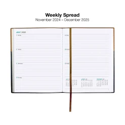 2025 Planners|Global Printed Products 2025 8" x 10" Weekly & Monthly Planner, Faux Leather Cover, Black/Brown (SPLS25-BRN810)