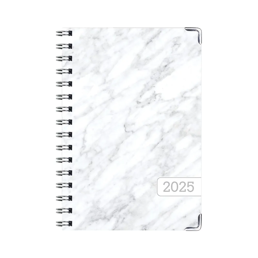 2025 Planners|Global Printed Products 2025 5.5" x 8" Weekly & Monthly Planner, Paperboard Cover, White/Gray (SPLS25-58-04)