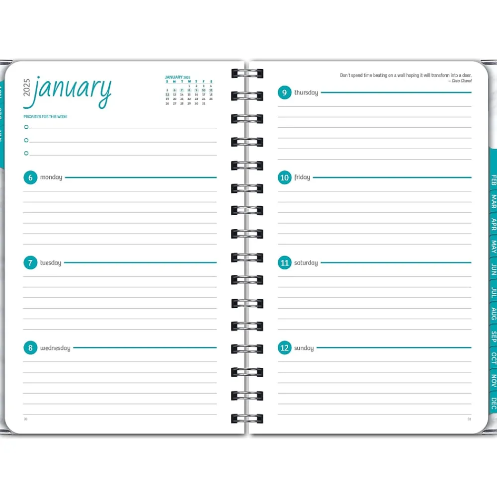 2025 Planners|Global Printed Products 2025 5.5" x 8" Weekly & Monthly Planner, Paperboard Cover, White/Gray (SPLS25-58-04)