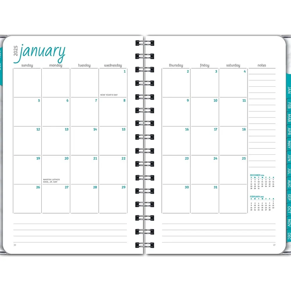 2025 Planners|Global Printed Products 2025 5.5" x 8" Weekly & Monthly Planner, Paperboard Cover, White/Gray (SPLS25-58-04)