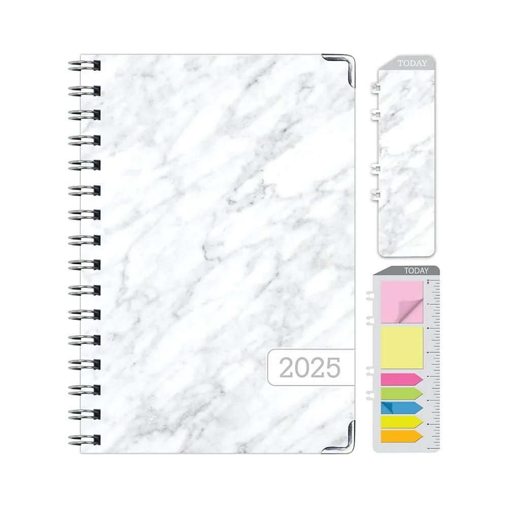 2025 Planners|Global Printed Products 2025 5.5" x 8" Weekly & Monthly Planner, Paperboard Cover, White/Gray (SPLS25-58-04)