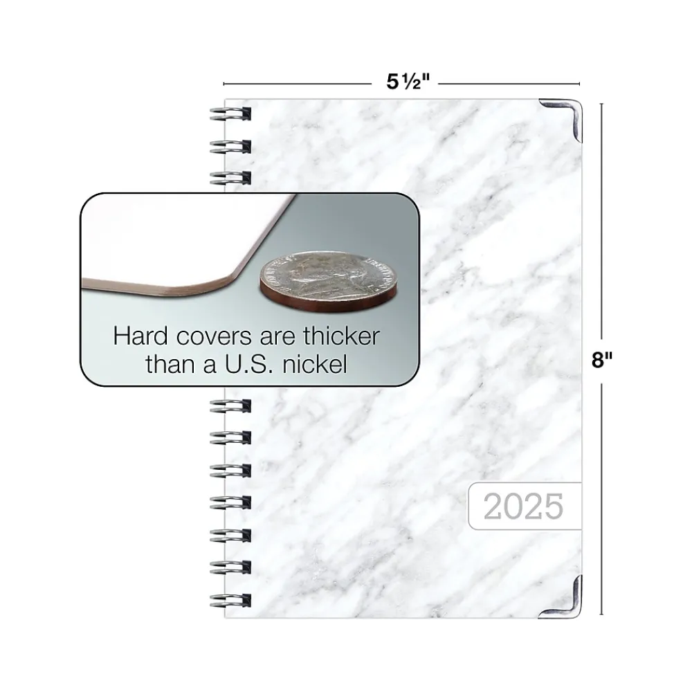 2025 Planners|Global Printed Products 2025 5.5" x 8" Weekly & Monthly Planner, Paperboard Cover, White/Gray (SPLS25-58-04)
