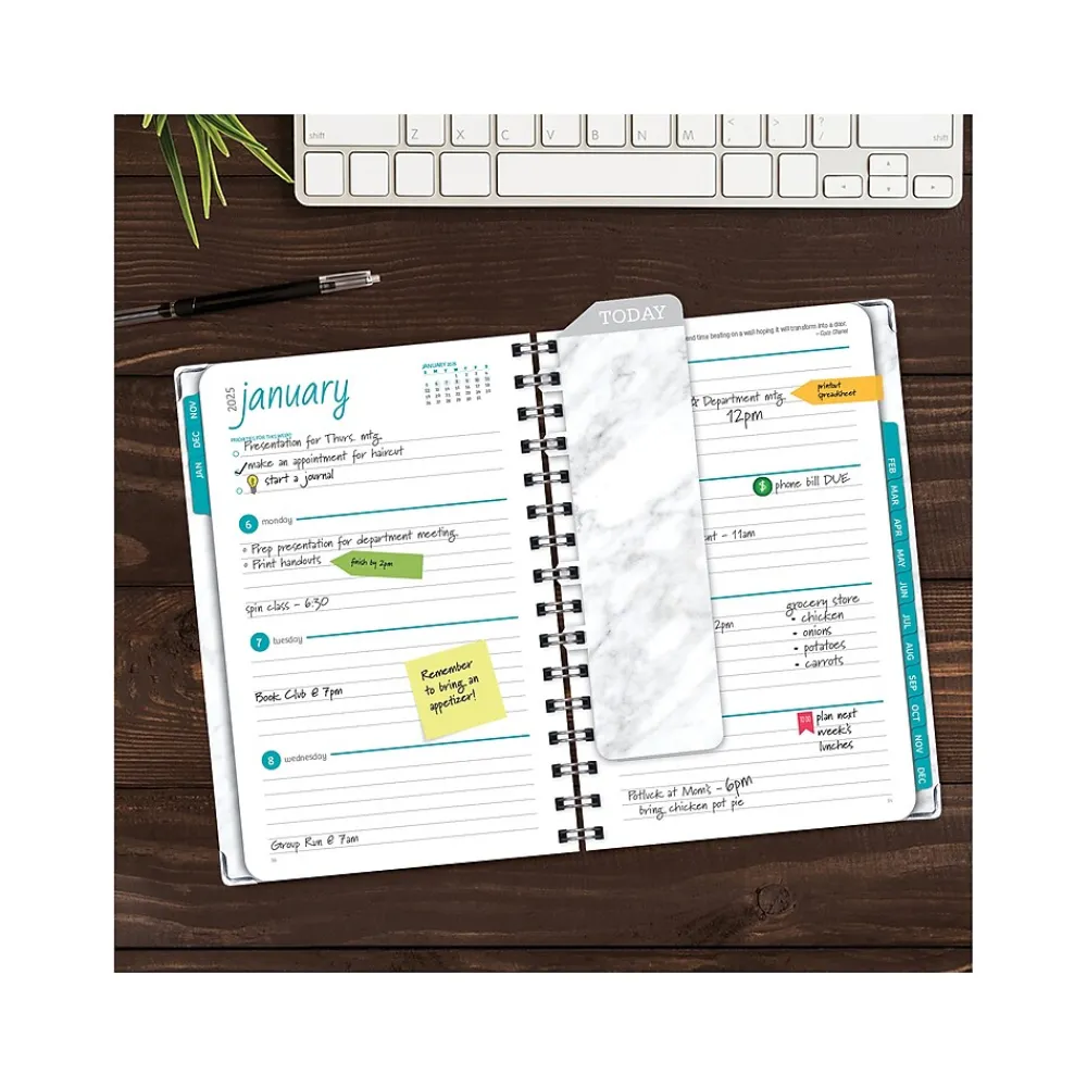 2025 Planners|Global Printed Products 2025 5.5" x 8" Weekly & Monthly Planner, Paperboard Cover, White/Gray (SPLS25-58-04)