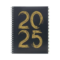2025 Planners|Global Printed Products 2025 8.5" x 11" Weekly & Monthly Planner, Plastic Cover, Black/Gold (SPLS25-8511-F)